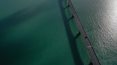 Drone photography of Oléron island bridge, France
